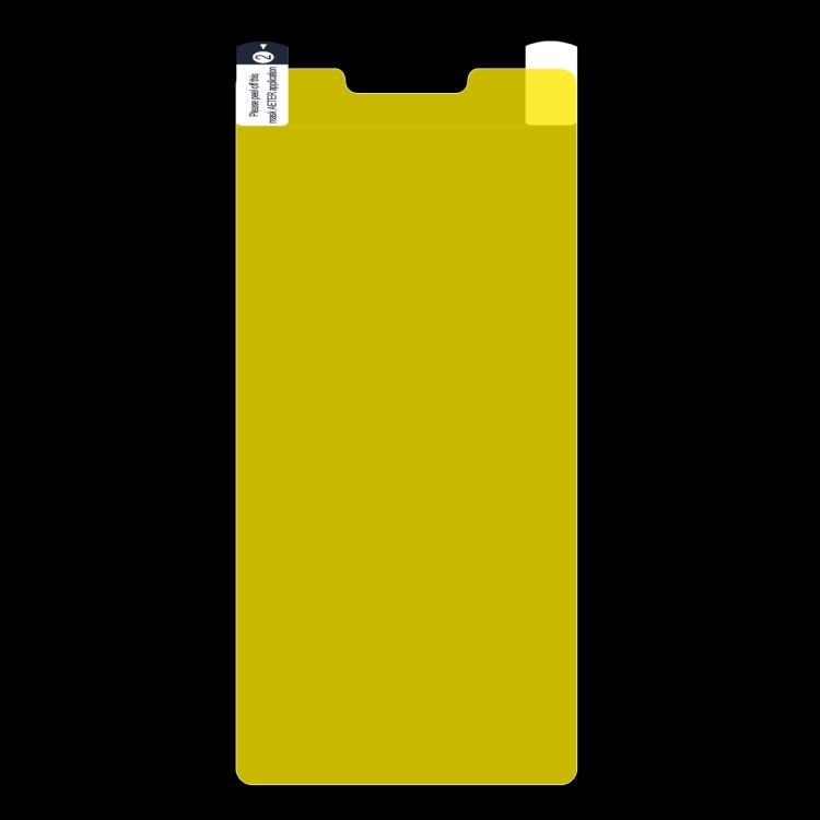 Yellow full-screen hydrogel screen protector film with precise cutout shape
