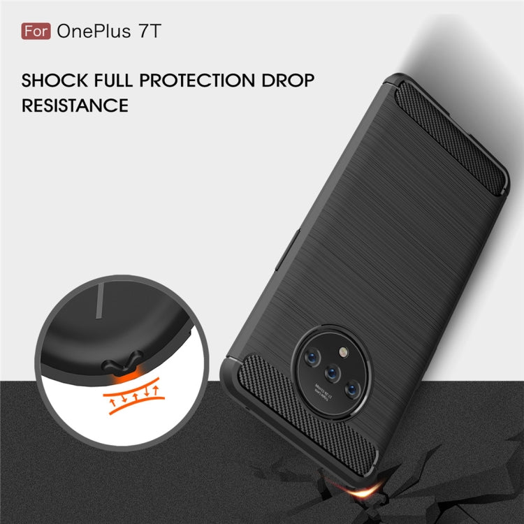 For Oneplus 7T Brushed Texture Carbon Fiber TPU Case
