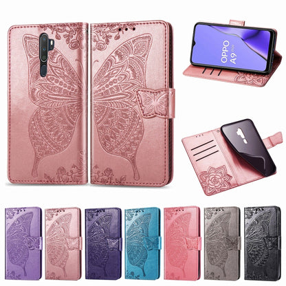 Embossed flip leather phone wallet case set in pink and dark blue colors
