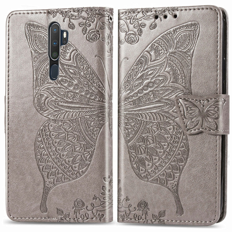 Silver embossed flip leather phone wallet case with butterfly detail and card holder
