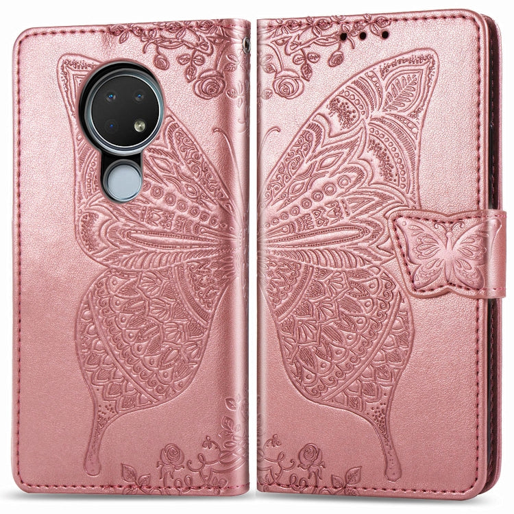 For Nokia 6.2 / 7.2 Butterfly Love Flower Embossed Horizontal Flip Leather Case with Bracket Lanyard Card Slot Wallet, For Nokia 6.2 / 7.2