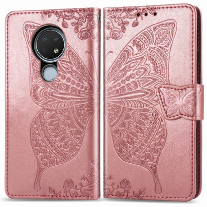 For Nokia 6.2 / 7.2 Butterfly Love Flower Embossed Horizontal Flip Leather Case with Bracket Lanyard Card Slot Wallet, For Nokia 6.2 / 7.2