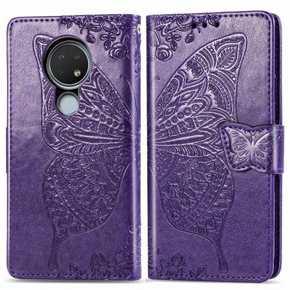 For Nokia 6.2 / 7.2 Butterfly Love Flower Embossed Horizontal Flip Leather Case with Bracket Lanyard Card Slot Wallet, For Nokia 6.2 / 7.2