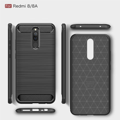 For Xiaomi Redmi 8  Brushed Texture Carbon Fiber TPU Case