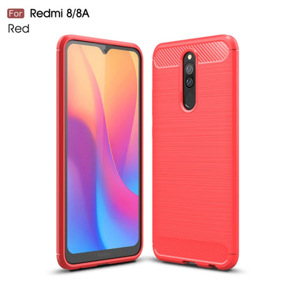 For Xiaomi Redmi 8  Brushed Texture Carbon Fiber TPU Case