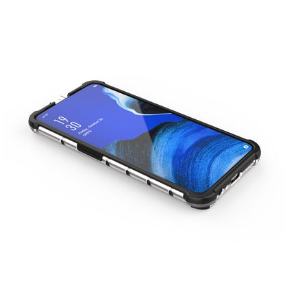 Black honeycomb shockproof phone case with protective corners, side view