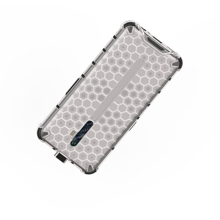 Transparent honeycomb shockproof phone case with gray frame, phone back visible