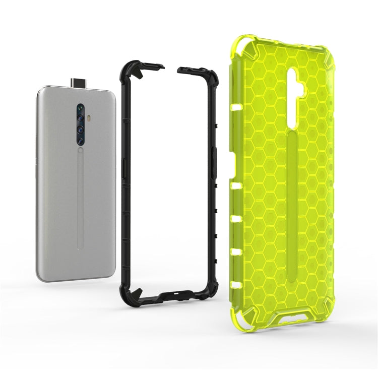 Set of honeycomb phone case parts: green back, gray back, and black frame