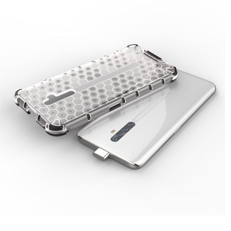 Clear honeycomb shockproof phone case, phone back and screen shown