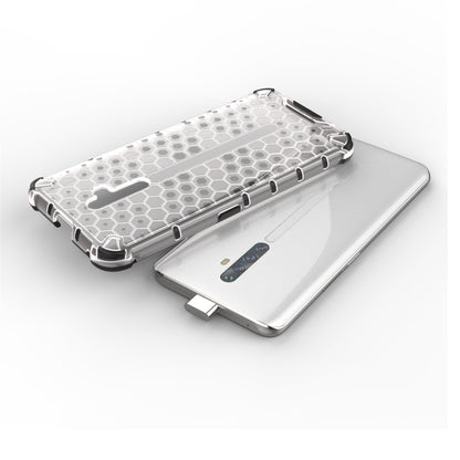 Clear honeycomb shockproof phone case, phone back and screen shown
