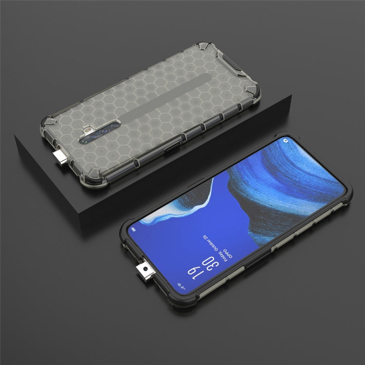 Clear honeycomb shockproof phone case with phone front and back displayed