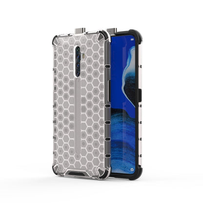 Shockproof phone case with honeycomb pattern, clear gray back and TPU bumper