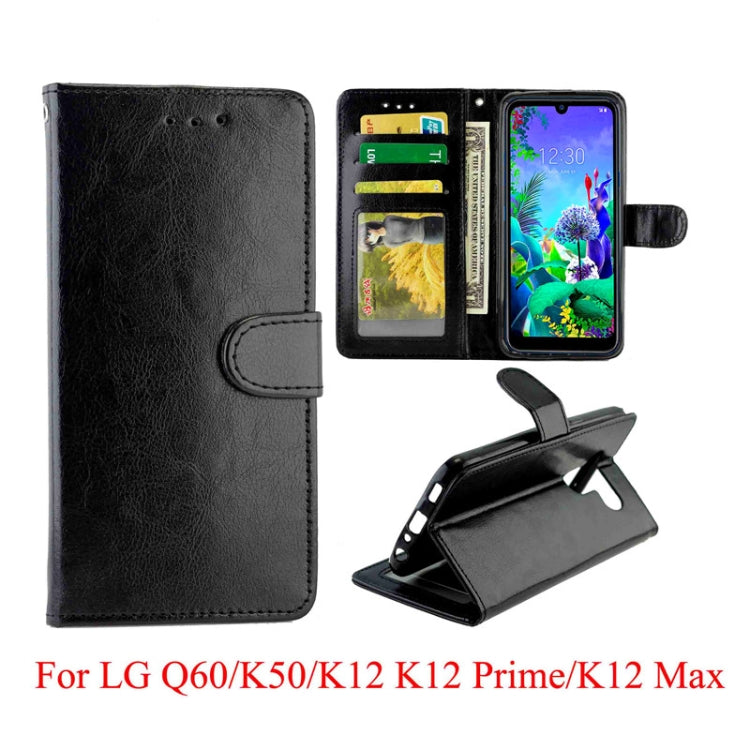 Black leather flip phone case with card slots, phone window, and stand