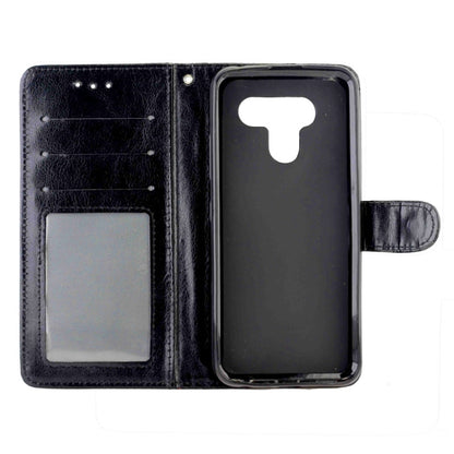 Black leather flip phone case with card holder pocket and phone back cover