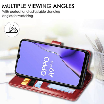 For OPPO A5 2020 / A9 2020 Retro Solid Color Leather Buckle Phone Case with Lanyard & Photo Frame & Card Slot & Wallet & Stand Function, For OPPO A5 2020