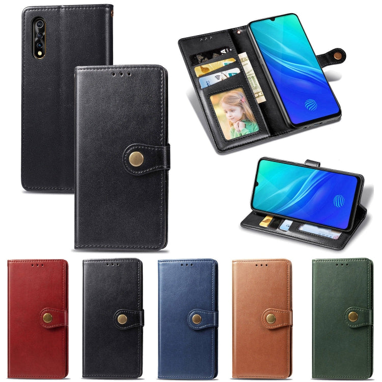 For Vivo S1   Retro Solid Color Leather Buckle Phone Case with Lanyard & Photo Frame & Card Slot & Wallet & Stand Function, For vivo S1