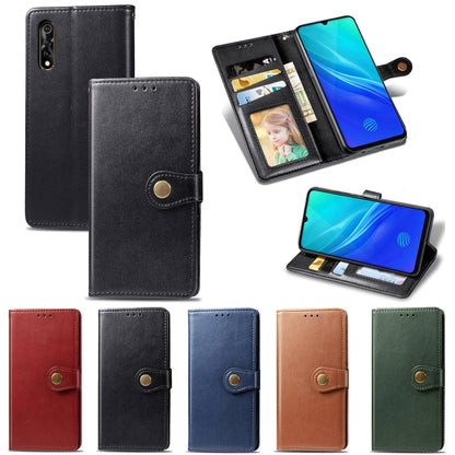 For Vivo S1   Retro Solid Color Leather Buckle Phone Case with Lanyard & Photo Frame & Card Slot & Wallet & Stand Function, For vivo S1