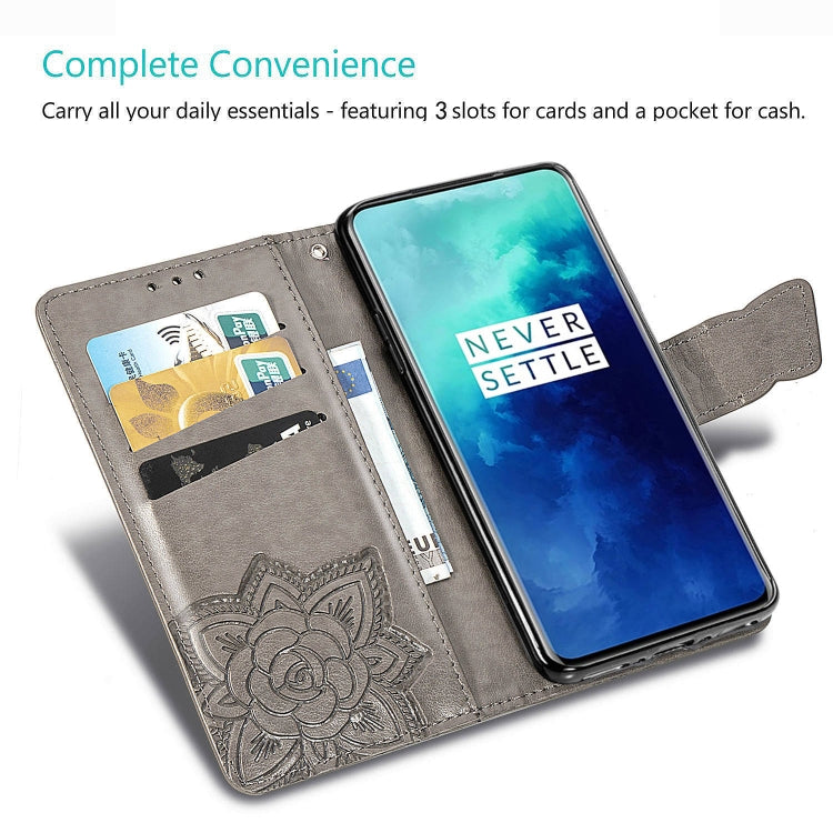 Black flip wallet case interior with multiple card slots and cash pocket for OnePlus 7T Pro