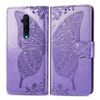 Lavender embossed butterfly leather flip wallet case with folio cover and secure clasp