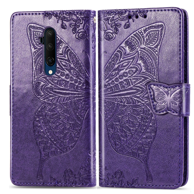 Deep purple embossed butterfly leather flip wallet case with phone cutout and clasp