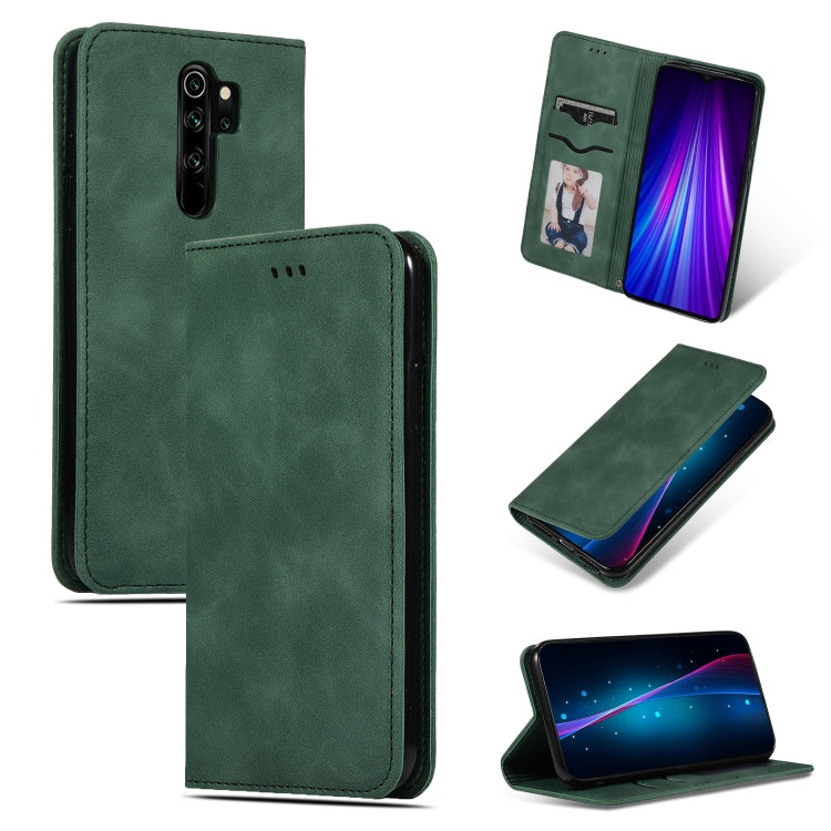 Army green magnetic flip leather phone case with card slot and camera cutout; stand view