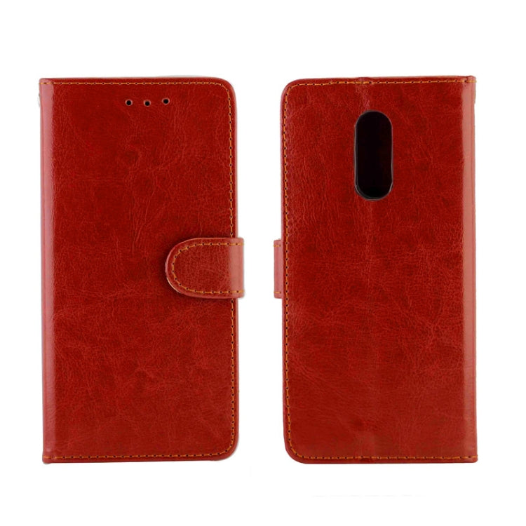 Red leather flip phone case with front card pocket and camera cutout back