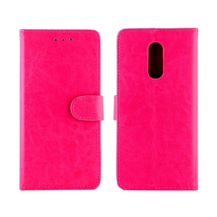 Pink leather flip phone case with front card pocket and camera cutout