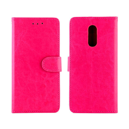 Pink leather flip phone case with front card pocket and camera cutout