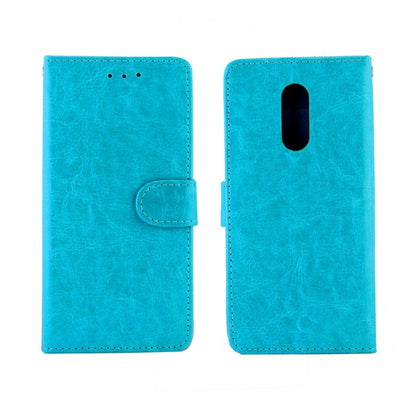 Baby blue leather flip phone case with front card pocket and camera cutout