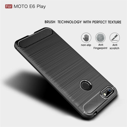 For  Motorola Moto E6 Play Brushed Texture Carbon Fiber TPU Case