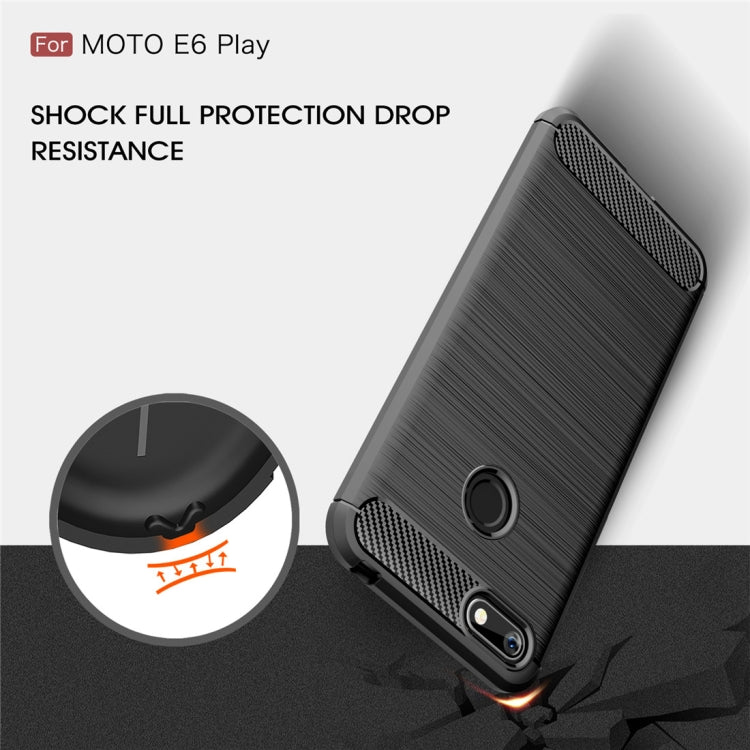 For  Motorola Moto E6 Play Brushed Texture Carbon Fiber TPU Case