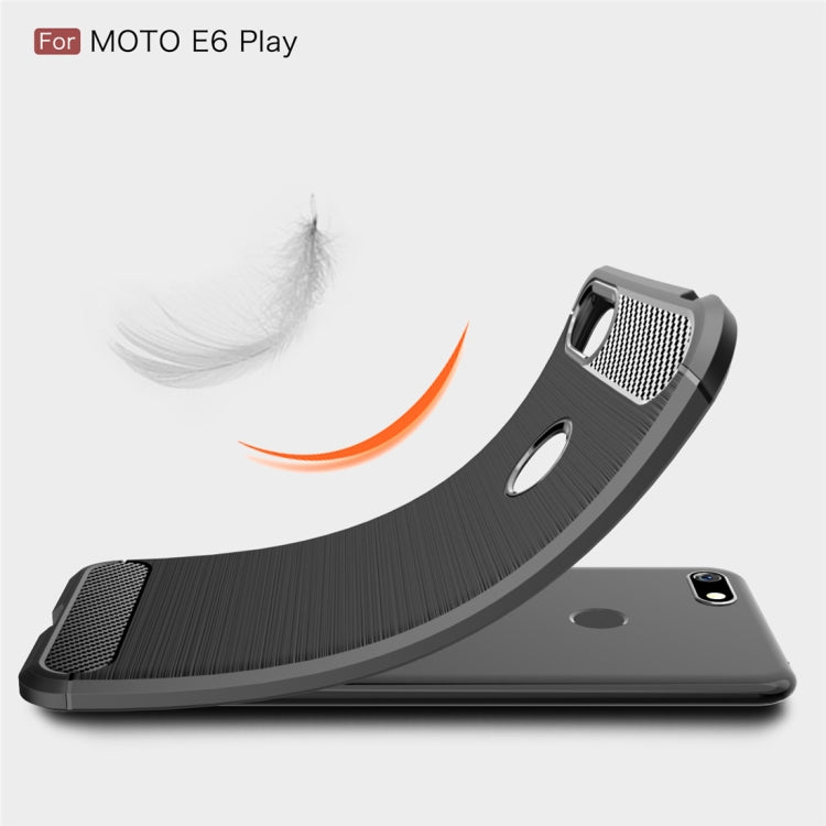 For  Motorola Moto E6 Play Brushed Texture Carbon Fiber TPU Case
