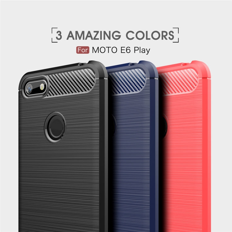 For  Motorola Moto E6 Play Brushed Texture Carbon Fiber TPU Case