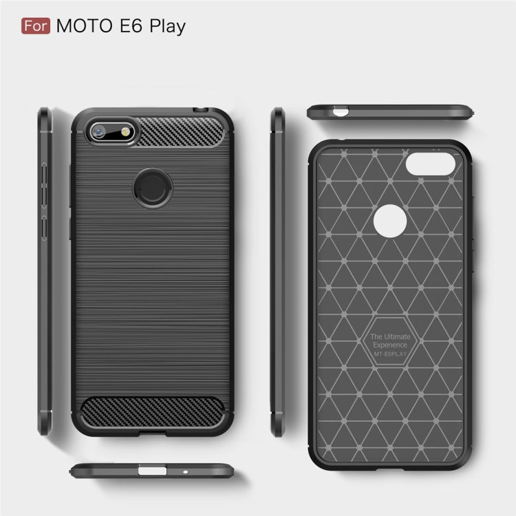 For  Motorola Moto E6 Play Brushed Texture Carbon Fiber TPU Case