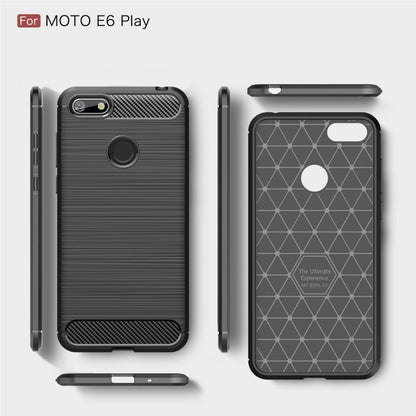 For  Motorola Moto E6 Play Brushed Texture Carbon Fiber TPU Case