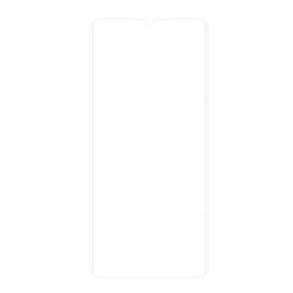 Clear curved smartphone screen protector film sheet with top alignment notch