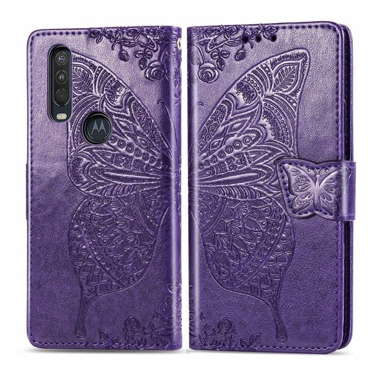 Dark purple embossed flip wallet case with butterfly design and magnetic closure