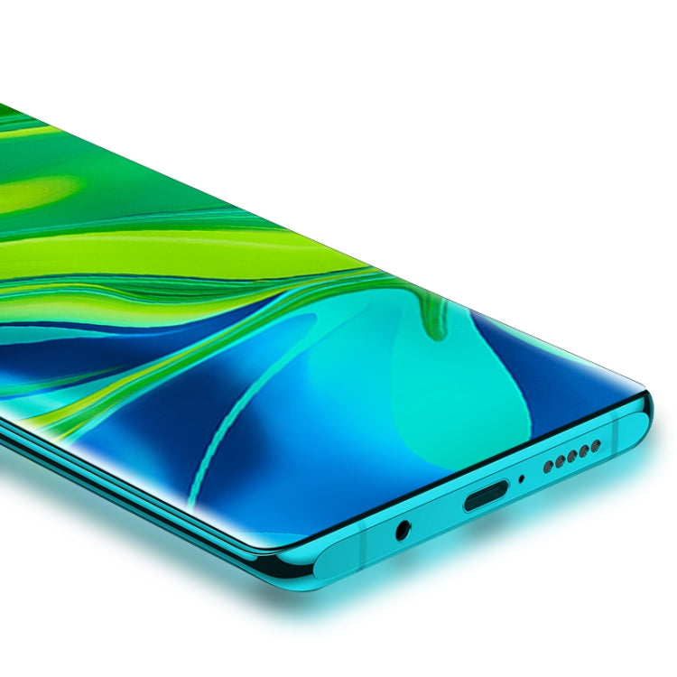 Tempered glass screen protector film corner with cutouts and glossy curved edge