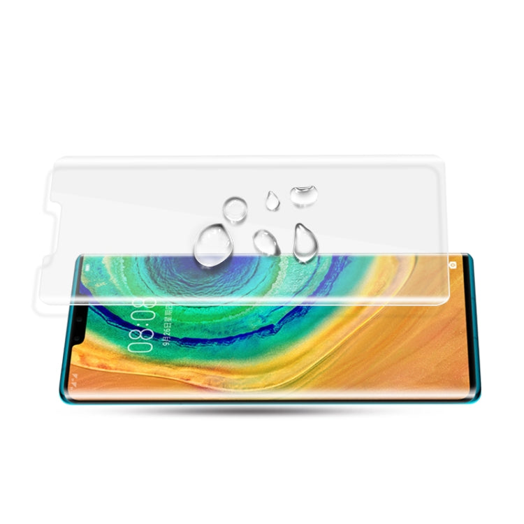 Clear tempered glass screen protector with water-drop effect on phone screen