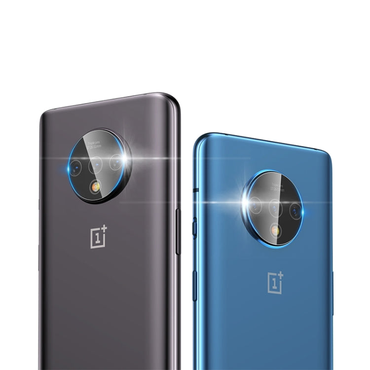 Tempered glass rear camera lens protectors on gray and blue phone backs