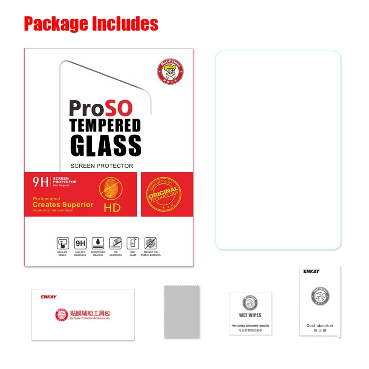 Tempered glass screen protector package includes protector, wipes, and dust absorber