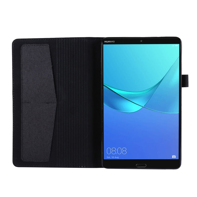 Black cloth-style tablet folio case showing ridged inner lining and closed front panel.