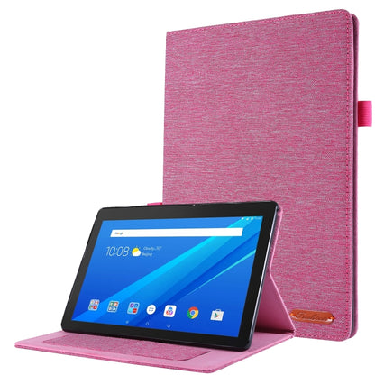 Rose red fabric TPU tablet protective shell with fold stand, tablet supported in landscape