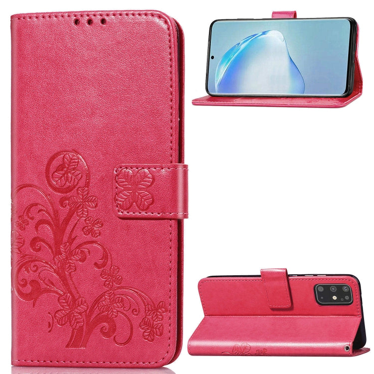 Red embossed floral leather phone wallet case with flip cover and card holder