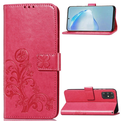 Red embossed floral leather phone wallet case with flip cover and card holder