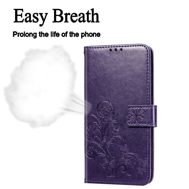 Purple embossed floral leather phone wallet case with flip cover and card holder