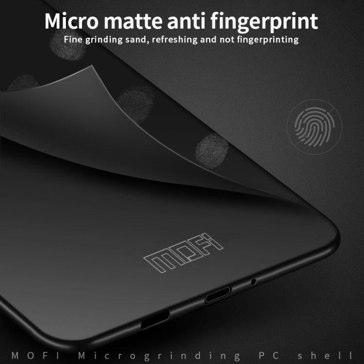 MOFI micro matte hard phone case, black, showing anti-fingerprint texture and side port