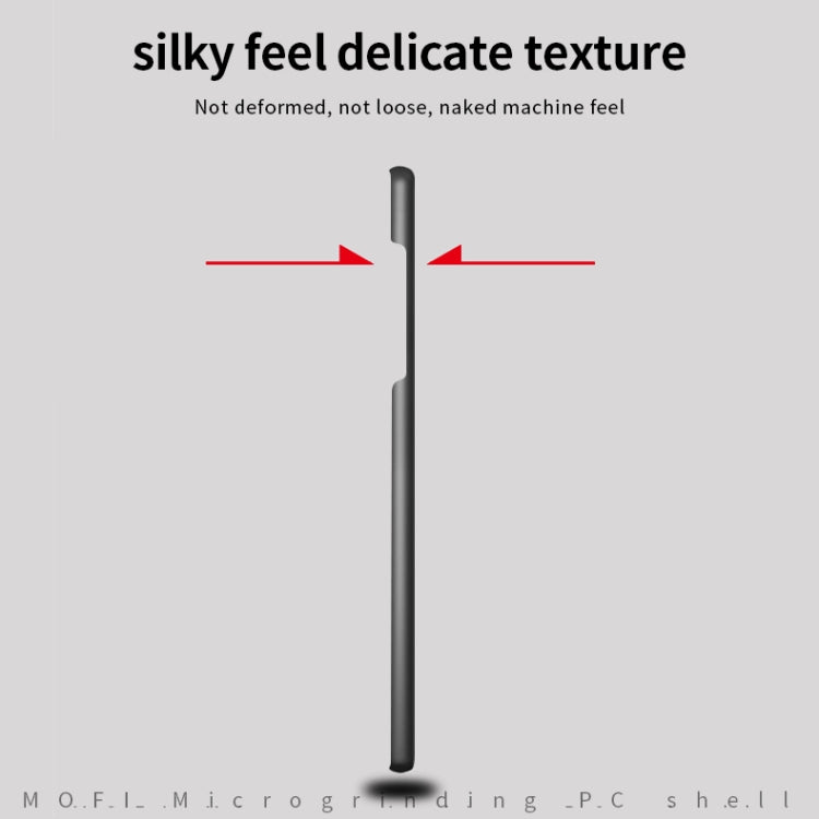 MOFI silky-feel hard phone case, dark gray back panel close-up