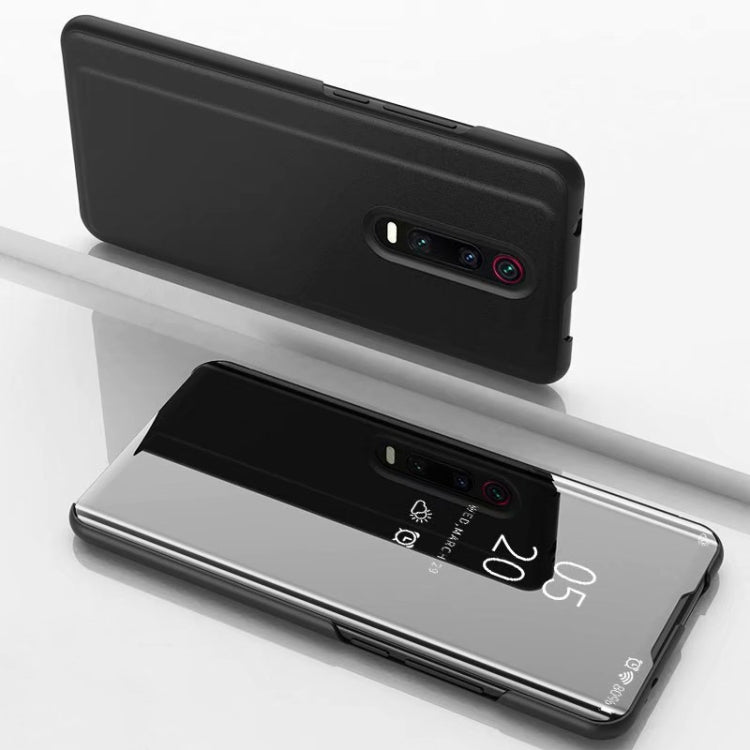 Black flip phone case with mirror-style back and stand, for Redmi K30