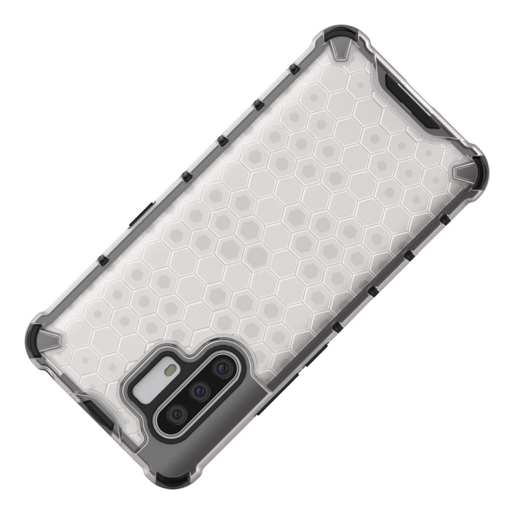 Shockproof honeycomb phone case for VIVO X30 Pro, grey textured back with raised TPU corners